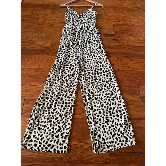 Express Leopard Print Wide-Leg Jumpsuit XS - Picture 2 of 13
